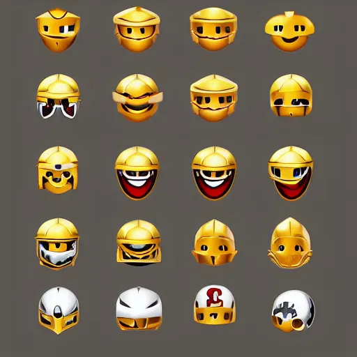 Image similar to gaming emoji concept gold armor rip style of emoji, vector art, white background, no watermark white background