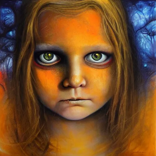 Image similar to andy richter, glowing eyes, by dorina costras,