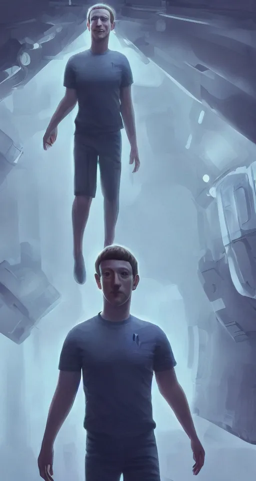 Prompt: Mark Zuckerberg has arrived on planet earth to collect your data, highly detailed, award-winning, digital art, artstation, 8K