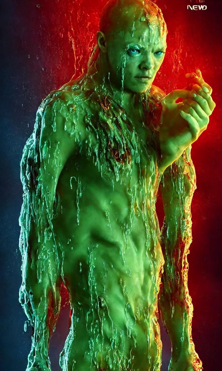 Prompt: cool poster with wet translucent mutant made of slime with focus on complex inner organs, volumetric lighting, subsurface scattering, dramatic lighting, high detail, from new scifi by digital domain and weta digital, strong ambient occlusion, superdetail, matrix movie color grading