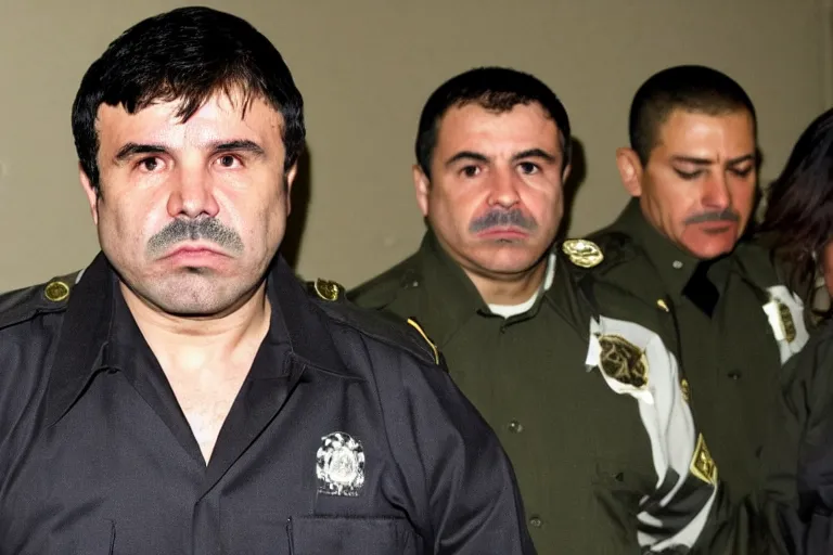 Image similar to el chapo is meditating with his 3 wives in the middle of a prison cell. he is a pimp. the female correctional officer has a crush on him.