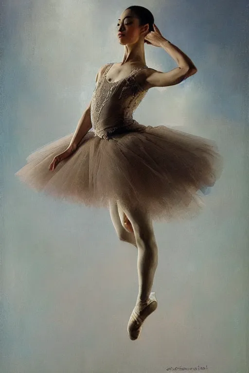 Image similar to portrait of a gorgeous graceful young filipina prima ballerina, by donato giancola and berthold woltze.