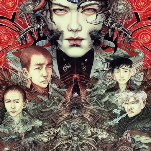 Image similar to 🏴🏴☠🤬, symmetrical, intense, detailed, by bambang nurdianshyah, garis edelweiss, roby dwi antono and dan mumford, ayami kojima, takato yamamoto, barclay shaw, norman rockwel, karol bak, yukito kishiro