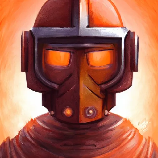Prompt: A portrait of an orange warforged from D&D drinking orange juice, fantasy art, clean digital art, clean background, D&D art style, dark feeling, chill feeling