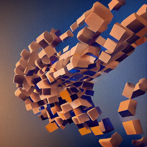 Image similar to abstract ilustration of domino falling, by jama jurabaev, artstation