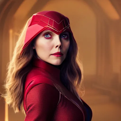 Image similar to A portrait of elizabeth olsen as the scarlet witch, 8k resolution