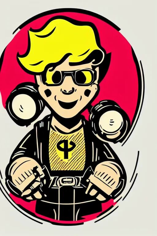 Image similar to fallout 7 6 retro futurist illustration art by butcher billy, sticker, colorful, illustration, highly detailed, simple, smooth and clean vector curves, no jagged lines, vector art, smooth andy warhol style