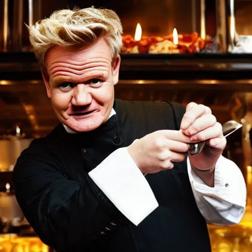 Image similar to gordon ramsey drinks the lamb sauce, it is very tasty and spicy, very good