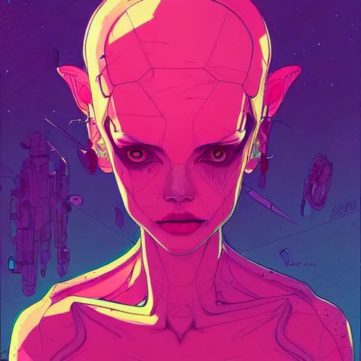 Prompt: cell shaded llustration, a study of alien females, post grunge concept art by josan gonzales and wlop, highly detailed, intricate, sharp focus, Trending on Artstation HQ, deviantart-H 704