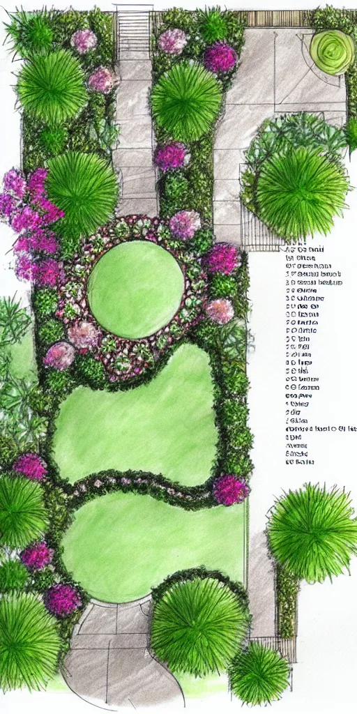 Image similar to beautiful garden plan, overhead plan sketch, garden design by, del buono gazerwitz landscape architecture