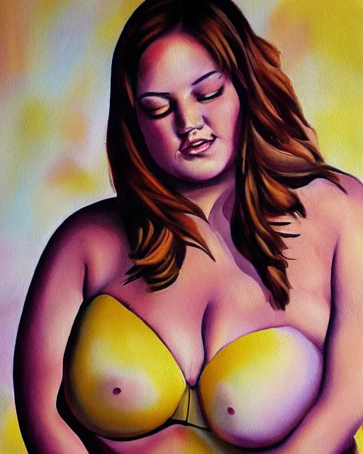 Image similar to beautiful plus size girl painting by ansell, mary jane, photorealistic