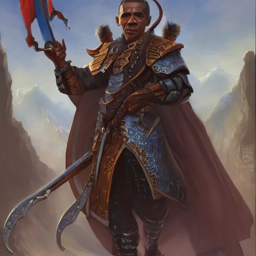 Prompt: Barack Obama as a fantasy D&D character, portrait art by Donato Giancola and James Gurney, digital art, trending on artstation