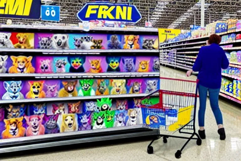 Prompt: photo of fursonas for sale at walmart