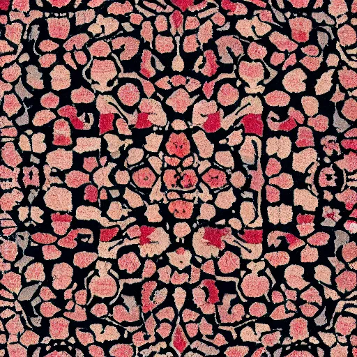 Image similar to topdown perspective of an old carpet with flower design