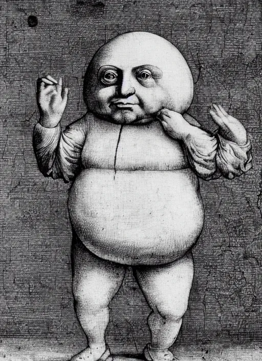 Image similar to 1 8 0 0 s style full body detailed photograph of silly humpty dumpty jack black, realistic, hieronymus bosch