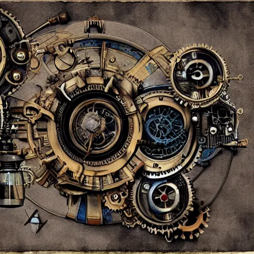 Prompt: steampunk google,