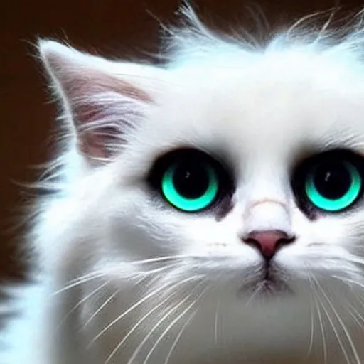 Prompt: cute fluffy cat with laser beams coming out of its eyes