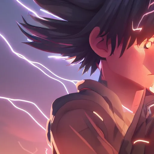 an epic anime of a man surrounded by lightning bolts, | Stable Diffusion |  OpenArt