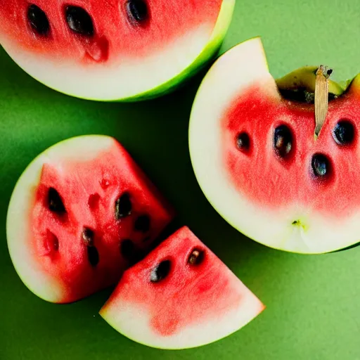 Prompt: an apple sitting on top of a watermelon, 4k, highly detailed,