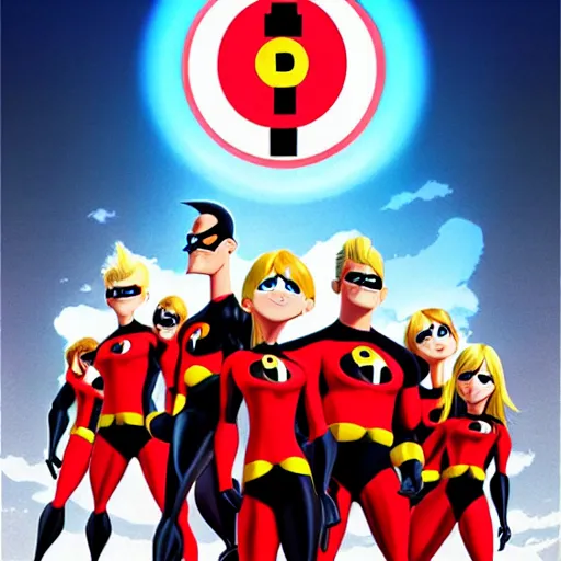 Prompt: Anime poster of The Incredibles