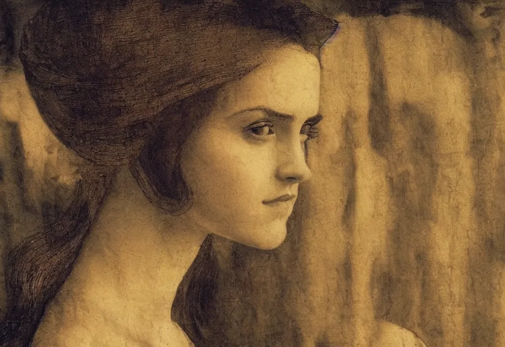 Image similar to emma watson as imagined by leonardo da vinci