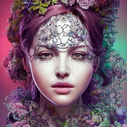 Prompt: the face of an absurdly beautiful, graceful, elegant, sophisticated woman made of blueberries and blackberries, an ultrafine hyperdetailed illustration by kim jung gi, irakli nadar, intricate linework, bright colors, octopath traveler, final fantasy, unreal engine 5 highly rendered, global illumination, radiant light, detailed and intricate environment