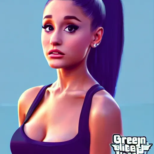 Prompt: Ariana Grande in GTA V, cover art by Stephen Bliss, artstation