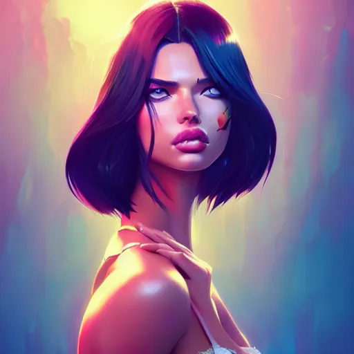 Image similar to portrait of a beautiful adriana lima, art by lois van baarle and ross tran and sam yang and ilya kuvshinov and guweiz, digital art, high detail, sharp focus, unreal engine 5, trending on artstation, deviantart, pinterest, victorias secret, 4 k uhd image