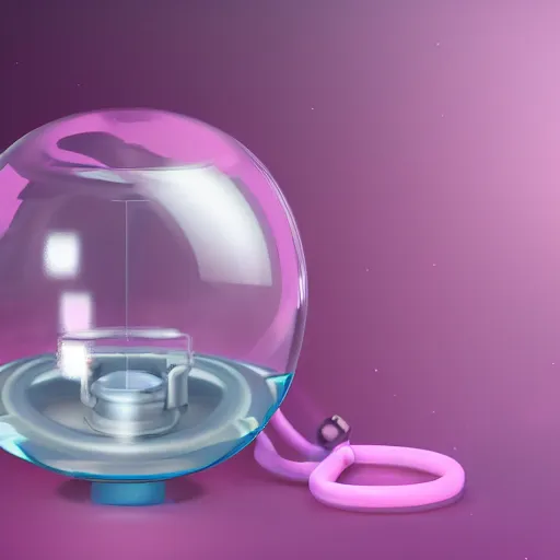 Prompt: Pink Vapor Inhalation Machine Connected to a Spherical Bottle of Pink Liquid by a Tube, Pink Vapor Leaking from an Oxygen Mask, fantasy, magic, ultra detailed, digital art, trending on artstation, illustration, laboratory-H 768