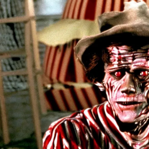 Prompt: willem dafoe as freddy kruger in nightmare on elm street.