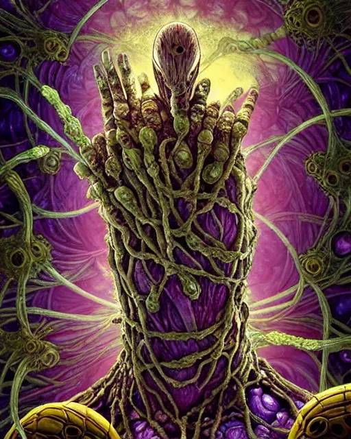 Prompt: the platonic ideal of flowers, rotting, insects and praying of cletus kasady carnage thanos dementor doctor manhattan chtulu mandelbulb mandala spirited away bioshock davinci the witcher, d & d, fantasy, ego death, decay, dmt, psilocybin, art by artgerm and steve mccurry and giuseppe arcimboldo