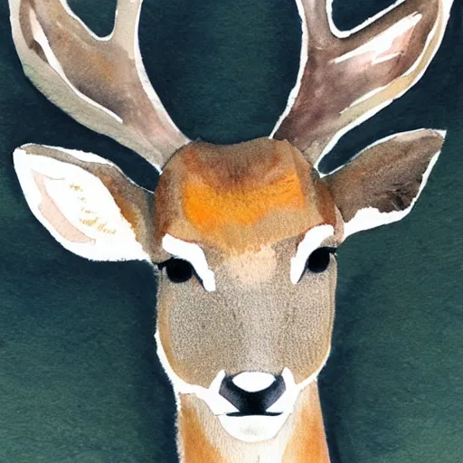 Image similar to a calming watercolour painting of a deer. deer portrait. symmetric. trending on artstation