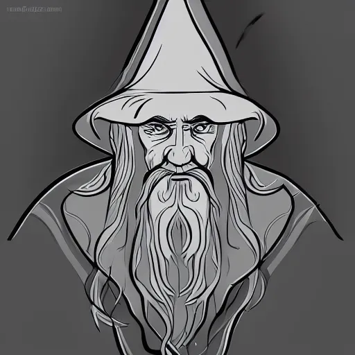 Prompt: Gandalf the Neon, vector art, artstation