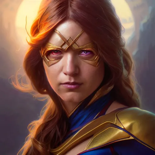 Prompt: portrait painting of ms. marvel as a warrior fairy, ultra realistic, concept art, intricate details, eerie, highly detailed, photorealistic, octane render, 8 k, unreal engine. art by artgerm and greg rutkowski and charlie bowater and magali villeneuve and alphonse mucha