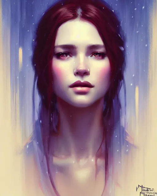 Prompt: masterpiece concept art, a beautiful { highly detailed!! } lady fly winter, emotional, cinematic moody colors, realistic shaded lighting poster by ilya kuvshinov, magali villeneuve, artgerm, jeremy lipkin and michael garmash and rob rey,