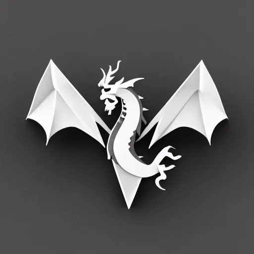 Image similar to dragon figurine logo vector art, origami, low poly, 3d render, up close, intricate details, folds, 8k