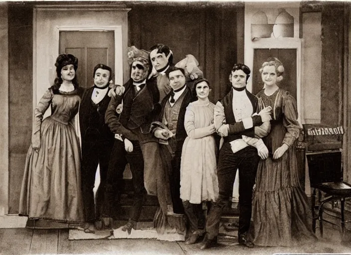 Prompt: a daguerrotype of friends sitcom in 1 8 0 0 s, vintage