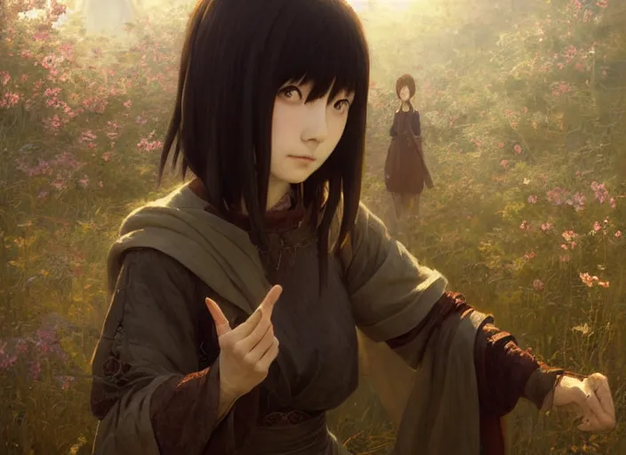 Prompt: lain iwakura from serial experiments lain as medieval peasant in spring wonderful masterpiece highly detailed scifi, beautiful cinematic light deep focus, elegant, digital painting, smooth, sharp focus, golden ratio, dramatic illumination, ultra realistic, 4 k, art by greg rutkowski wlop rossdraws