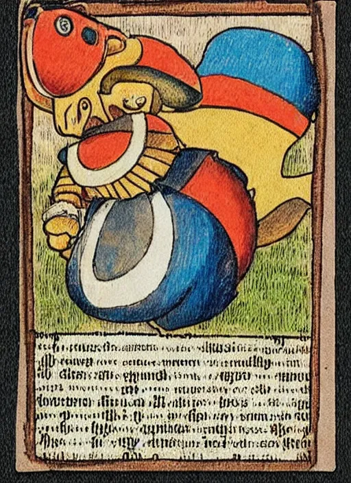 Image similar to a pokemon card from the 1 4 0 0 s