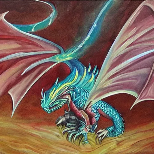 Image similar to beautiful painting kf a dragon guarding a cave