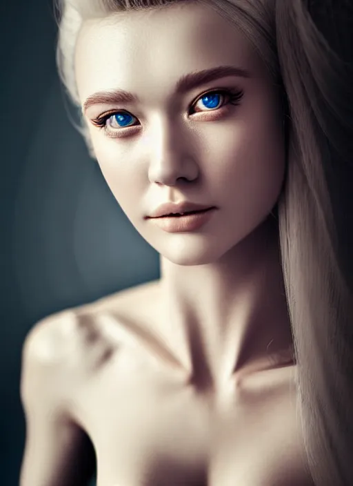 Image similar to a gorgeous norwegian female photo, professionally retouched, soft lighting, realistic, smooth face, full body shot, torso, dress, perfect eyes, sharp focus on eyes, 8 k, high definition, insanely detailed, intricate, elegant, art by jason chan