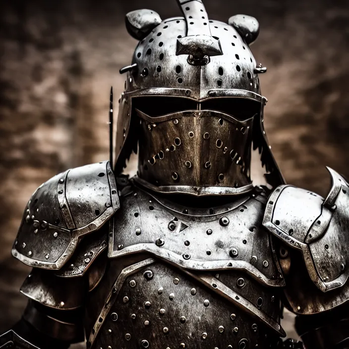 Prompt: photo of a warrior with metal bear themed armour, highly detailed, 4 k, hdr, smooth, sharp focus, high resolution, award - winning photo