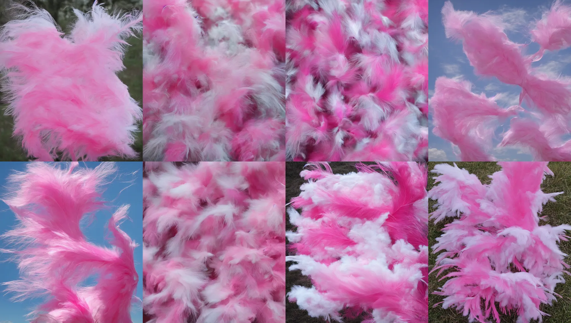 Image similar to pink, feathers, cotton candy, windy, wisps, wlop