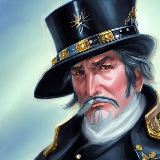 Prompt: a confederate general with puffy black sideburns, dnd character art, painting by artgerm and ed binkley