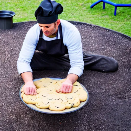 Image similar to man baking cookies at playground