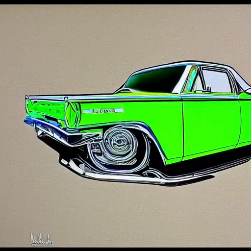 Prompt: a lime green low rider by art fitzpatrick, detailed, golden ratio, symmetrical, shiny, gloss - n 9