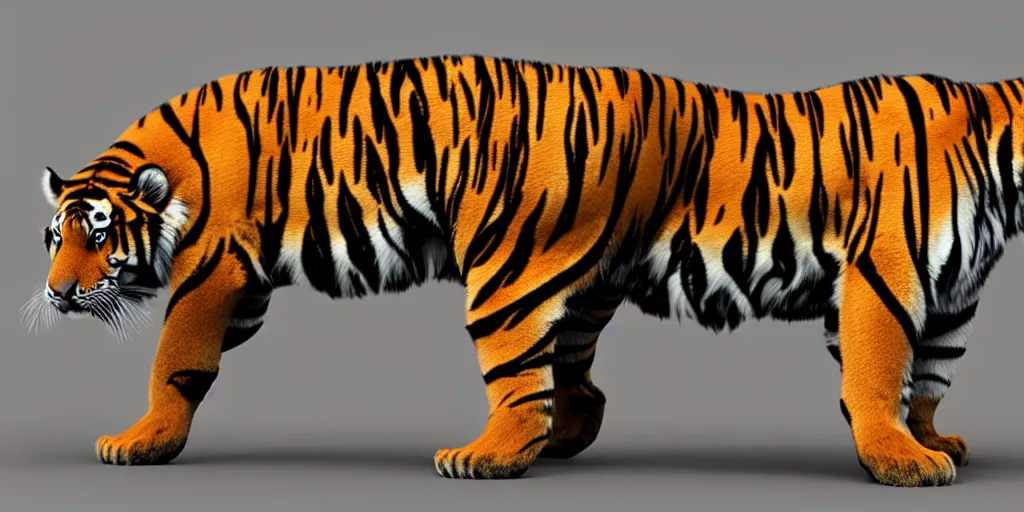 Prompt: tiger pattern, fur, octane render, 3d render, texture map, hair map, fur map, unreal engine 5