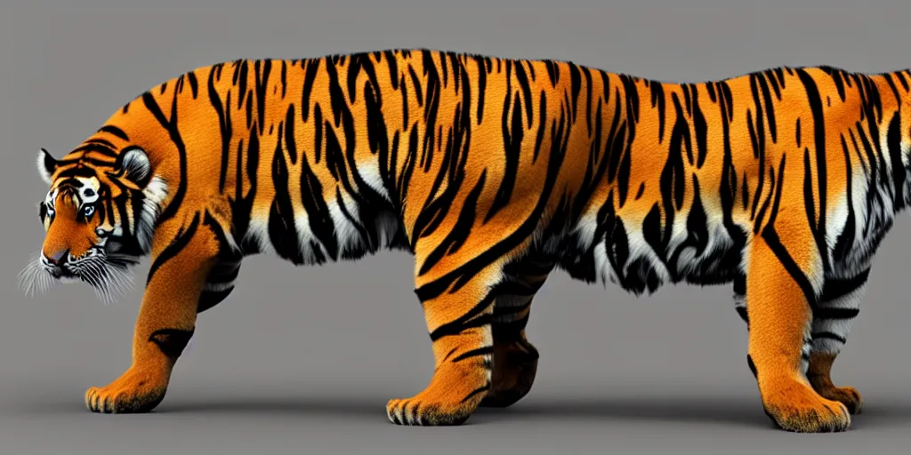 Lexica - Tiger using technology, 3d render