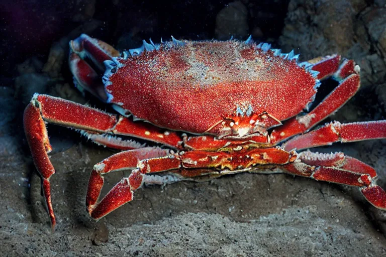 Image similar to royal king crab in his castle, in 2 0 1 2, bathed in the the glow of a fire, royalcore, low - light photograph, photography by tyler mitchell