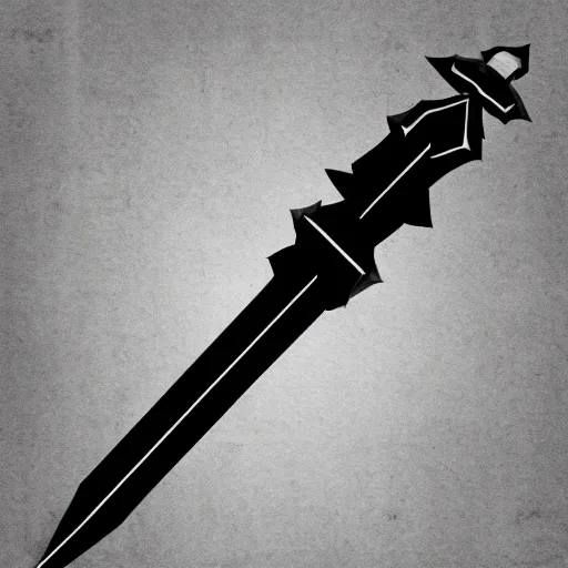 Prompt: an evil black sword on a blank background. diagonal composition ( concept art, rpg color illustration )